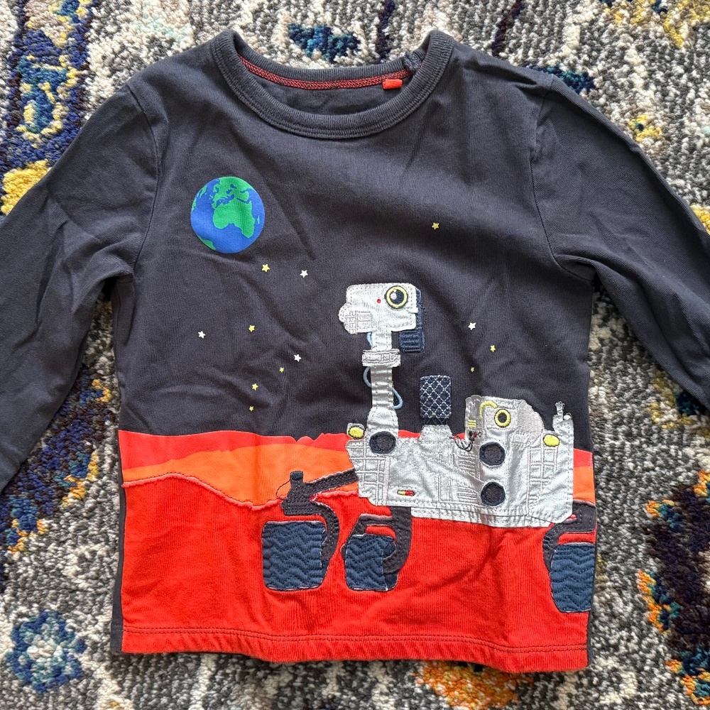 Mini Boden - 4T - Long Sleeve Boys Shirt - Space and Robot - Mars Rover